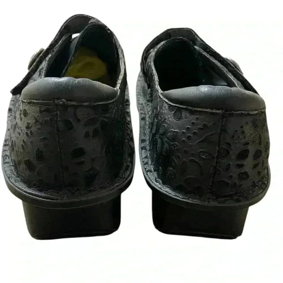 Algeria Den-435W Brenna embossed shoes flat black women slip on leather 38 (7.5) - Picture 3 of 10